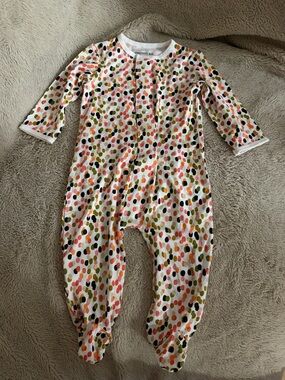 Magnetic Me White Footed One-Piece with Pink, Orange, Olive & Black Dot Print